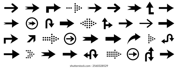 Arrow icon set. New style black vector arrows. Arrow. Collection different arrows sign. Arrow flat style isolated on white background. Cursor. Modern simple arrows. Vector illustration