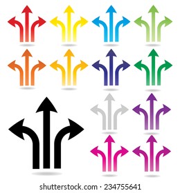 arrow icon set on white background : colorful curved arrow vector