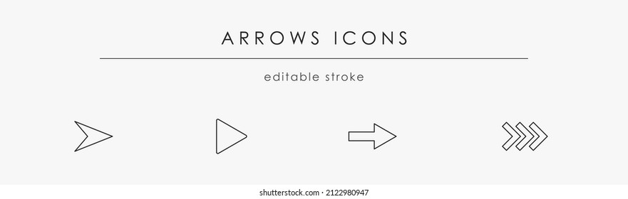 Arrow icon set. Pointer for navigation. Cursor button. Arrow curve icon set. Black outline and editable stoke vector