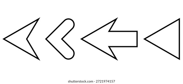 arrow icon set, arrow pointing icon set, left side  arrow direction head and cursor arrow icon set, black and white arrows icon set,