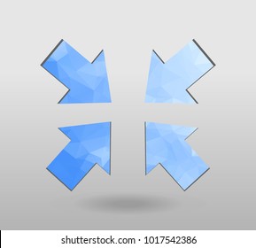 Arrow icon set. polygonal arrows. colorful arrow shape in modern polygonal crystal style on white background. Vector illustration for holiday patriotic design. For party poster, greeting card, banner 