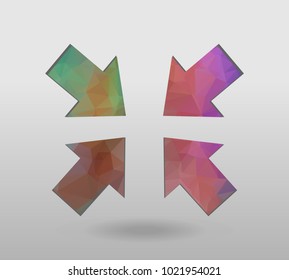 Arrow icon set. polygonal arrows. colorful arrow shape in modern polygonal crystal style on white background. Vector illustration for holiday patriotic design. For party poster, greeting card, banner