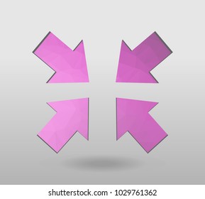 Arrow icon set. polygonal arrows. colorful arrow shape in modern polygonal crystal style on white background. Vector illustration for holiday patriotic design. For party poster, greeting card, banner