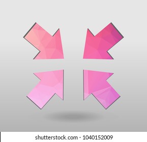 Arrow icon set. polygonal arrows. colorful arrow shape in modern polygonal crystal style on white background. Vector illustration for holiday patriotic design. For party poster, greeting card, banner