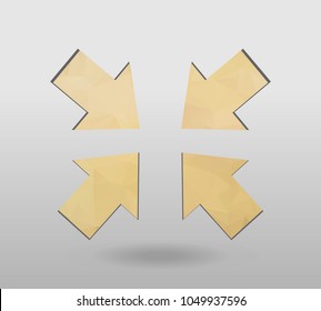 Arrow icon set. polygonal arrows. colorful arrow shape in modern polygonal crystal style on white background. Vector illustration for holiday patriotic design. For party poster, greeting card, banner