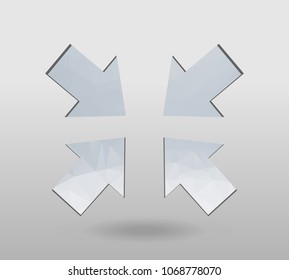 Arrow icon set. polygonal arrows. colorful arrow shape in modern polygonal crystal style on white background. Vector illustration for holiday patriotic design. For party poster, greeting card, banner