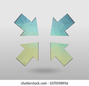 Arrow icon set. polygonal arrows. colorful arrow shape in modern polygonal crystal style on white background. Vector illustration for holiday patriotic design. For party poster, greeting card, banner