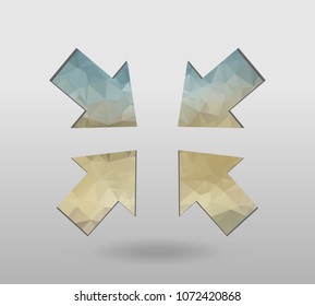 Arrow icon set. polygonal arrows. colorful arrow shape in modern polygonal crystal style on white background. Vector illustration for holiday patriotic design. For party poster, greeting card, banner