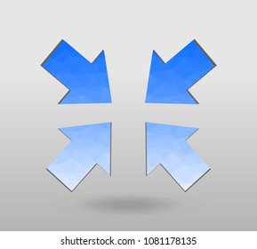 Arrow icon set. polygonal arrows. colorful arrow shape in modern polygonal crystal style on white background. Vector illustration for holiday patriotic design. For party poster, greeting card, banner