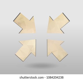 Arrow icon set. polygonal arrows. colorful arrow shape in modern polygonal crystal style on white background. Vector illustration for holiday patriotic design. For party poster, greeting card, banner