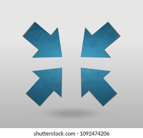 Arrow icon set. polygonal arrows. colorful arrow shape in modern polygonal crystal style on white background. Vector illustration for holiday patriotic design. For party poster, greeting card, banner