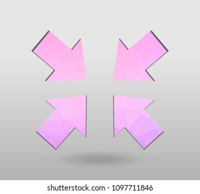 Arrow icon set. polygonal arrows. colorful arrow shape in modern polygonal crystal style on white background. Vector illustration for holiday patriotic design. For party poster, greeting card, banner