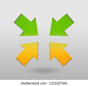 Arrow icon set. polygonal arrows. colorful arrow shape in modern polygonal crystal style on white background. Vector illustration for holiday patriotic design. For party poster, greeting card, banner