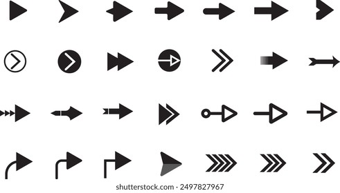 Arrow icon set. Popular arrow line collection