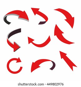 Arrow Icon Set in Red and Black Color - Illustration