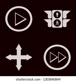 arrow icon set with right arrow, out arrows and traffic signs vector illustration