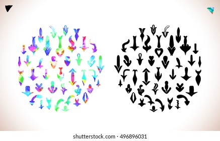 Arrow icon set. Sign color web icon on white background. Colorful arrows set