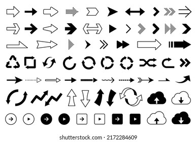 Arrow Icon Set. Simple vector illustration. Monochrome version