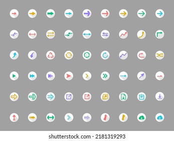 Arrow Icon Set. Simple vector illustration. Flat design and Long shadow. Colorful version