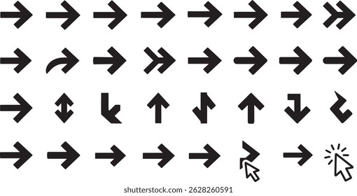 Arrow Icon Set Sleek Black Arrows and Cursor Signs for Precision Design