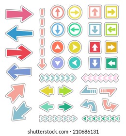 Arrow icon set  in sticker style / Vector EPS 10 illustration 