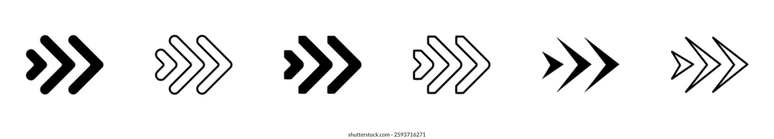 Arrow icon set. Swipe arrow sign. Arrow symbol. Vector illustration.