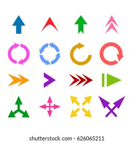 Arrow icon set symbol next cursor direction. Vector arrows down pointer left sign. Download interface back direction.
