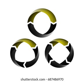 Arrow icon set. Template for your business presentation, three circle arrows shape. (info graphics)
