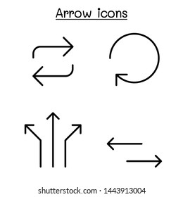 Arrow icon set in thin line style