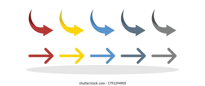 Arrow icon set in trendy flat style. Colored arrow symbols for your web site design, logo, app, UI Vector EPS 10.