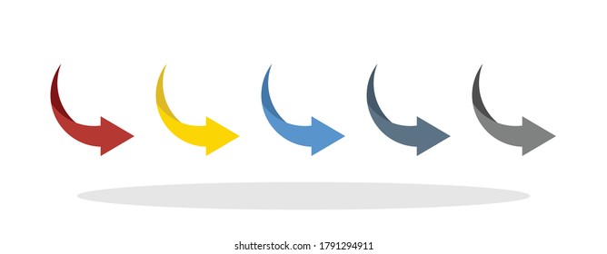 Icono de flecha establecido en estilo plano de moda. Símbolos de flecha de color para el diseño de su sitio web, logotipo, aplicación, interfaz de usuario Vector EPS 10.