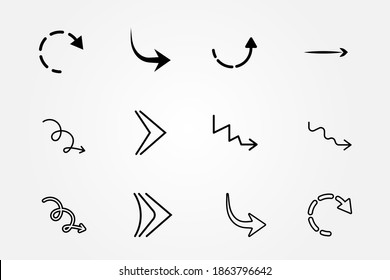 Arrow icon set using lines