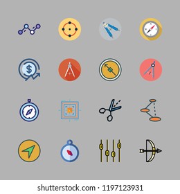 arrow icon set. vector set about arrows, compass, guide and levels icons set.