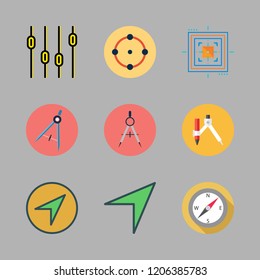 arrow icon set. vector set about aim, compass, levels and target icons set.