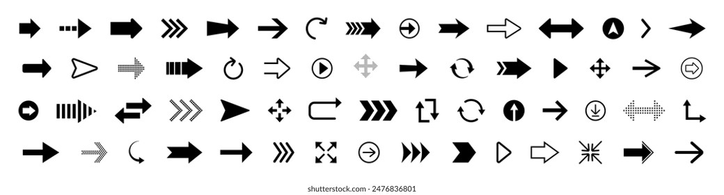 Arrow icon. Set vector arrows. Direction sign. Black pointer