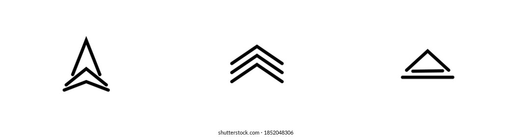 Up arrow icon. A set of vector buttons.Black and white illustration for the Internet and social networks