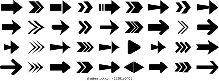 Arrow icon set. Arrow. Arrow vector icon. Cursor. Modern simple arrows.  Black arrows icons. Different arrow signs.Vector illustration.