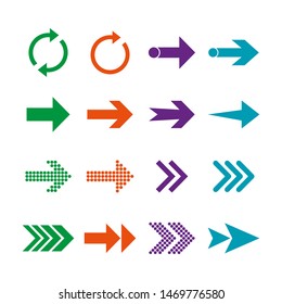 Arrow icon set. Vector illustration, flat design.