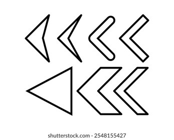 Pfeil-Symbol gesetzt. Vektorgrafik.