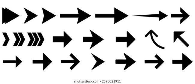 Arrow icon set vector on white background. right direction arrow sign vector on white background