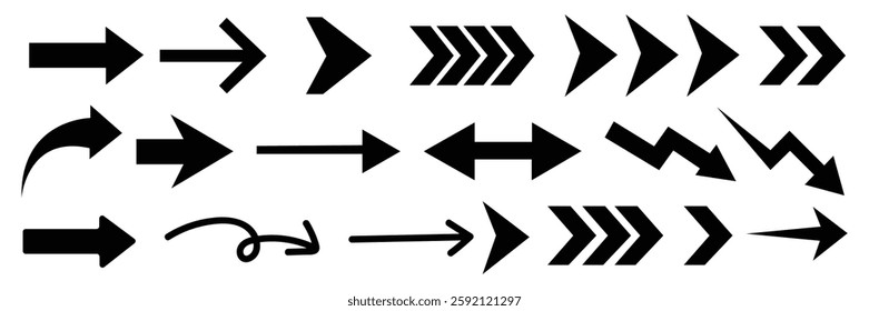 Arrow icon set vector. right direction arrow sign isolated on white background