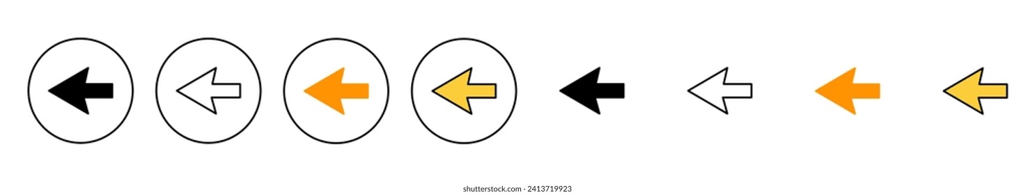vector conjunto de iconos de flecha. Signo de flecha y símbolo para el diseño web.