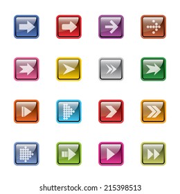 Arrow Icon Set Vector With Square Web Button