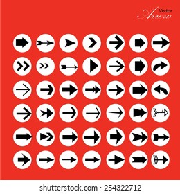 arrow icon set,arrow on red background,arrow illustration,basic arrow,standard arrow ,art design  arrow vector