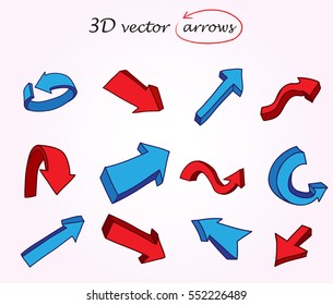 Arrow icon set.Vector 3D arrows.