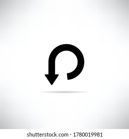 arrow icon with shadow on gray background vector