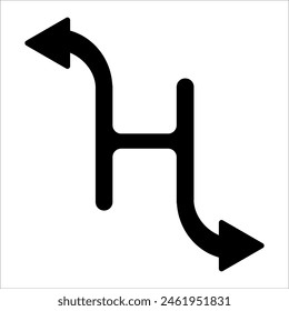 Pfeilsymbol in der Form des Buchstabens H. Pfeil. Schönes Symbol des Buchstabens H. Schönes Pfeilsymbol in der Form von H.