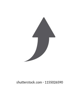 Up arrow icon. Share, curved arrow vector. Grey arrow vector icon.