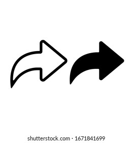 Arrow icon. Share symbol, isolated forward arrow