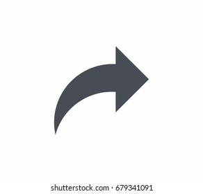  Icono de flecha. Compartir símbolo, flecha hacia adelante aislada, ilustración vectorial.